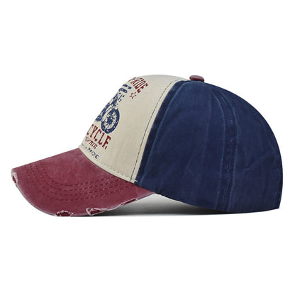 FS Distressed Red Blue Trucker Cap Summer Streetwear Hip Hop Baseball Hat for Men  Women