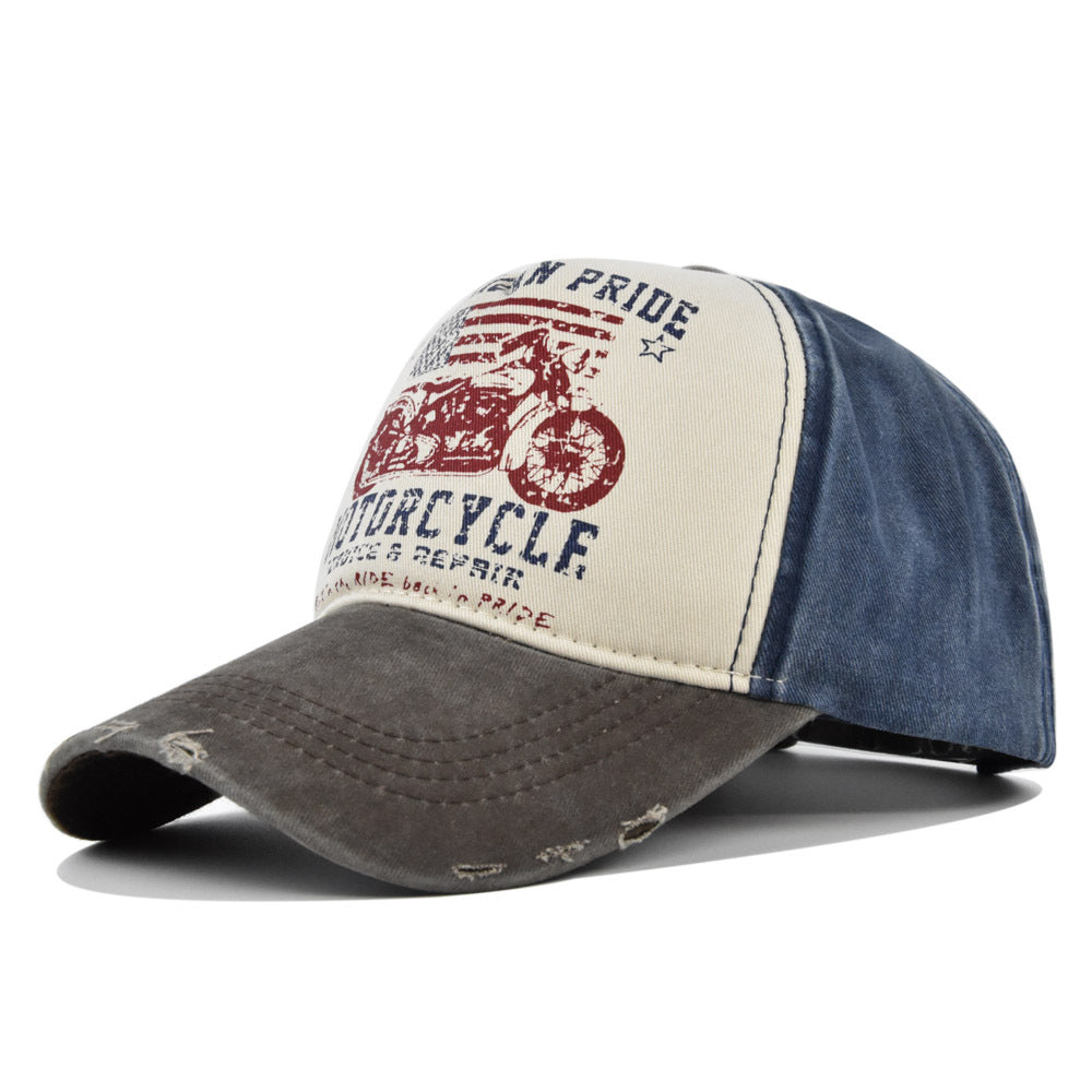 FS Distressed Red Blue Trucker Cap Summer Streetwear Hip Hop Baseball Hat for Men  Women