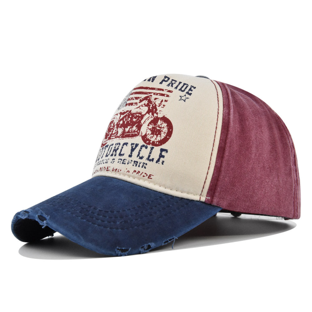 FS Distressed Red Blue Trucker Cap Summer Streetwear Hip Hop Baseball Hat for Men  Women