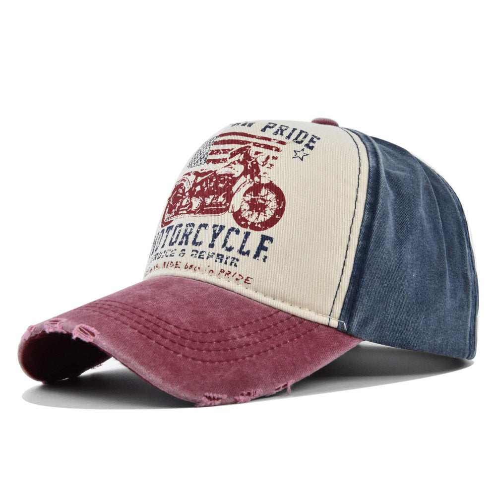FS Distressed Red Blue Trucker Cap Summer Streetwear Hip Hop Baseball Hat for Men  Women