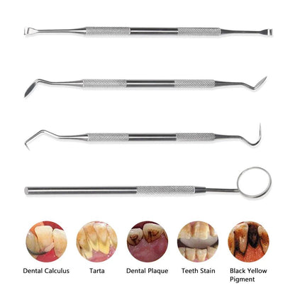 Stainless Steel Dental Hygiene Kit Tartar Scraper Plaque Remover Scaler Teeth Cleaning Tool Set For 2