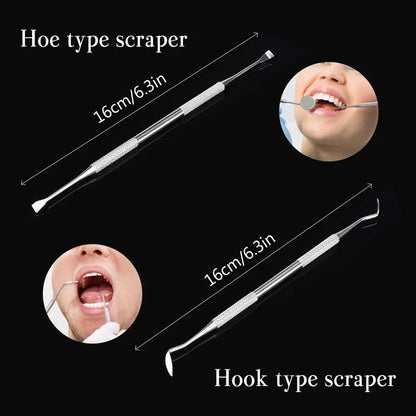 Stainless Steel Dental Hygiene Kit Tartar Scraper Plaque Remover Scaler Teeth Cleaning Tool Set For 3