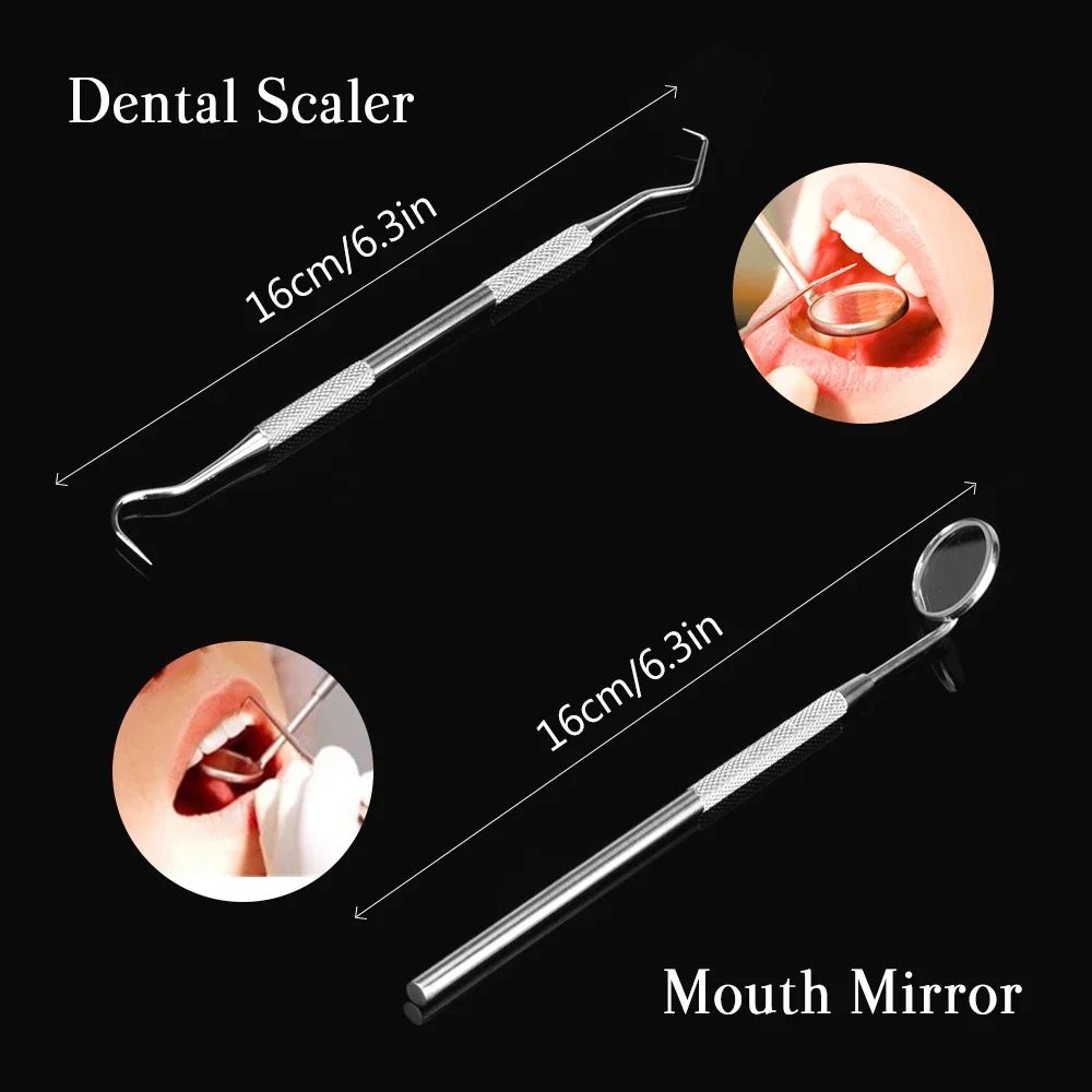 Stainless Steel Dental Hygiene Kit Tartar Scraper Plaque Remover Scaler Teeth Cleaning Tool Set For 5