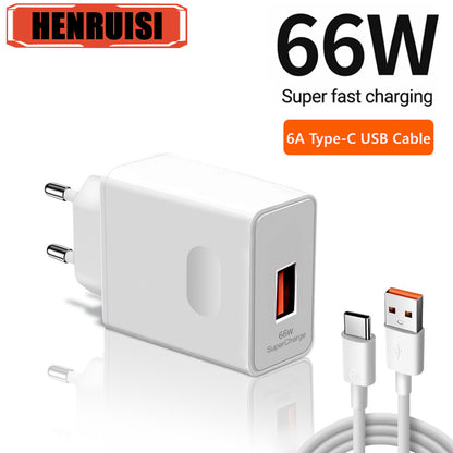 Super Fast Charger For Huawei Mate 405060 P50P60 Nova 910 Honor 90100 Type C Quick Charging Cable 5