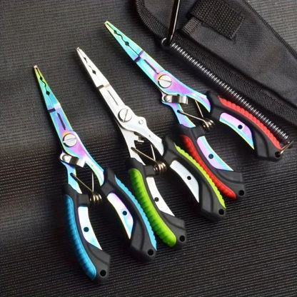 Portable Fishing Plier with Colored Coating Multifunctional Stainless Steel Hook Remover Line Cutter with Gripper Sheath