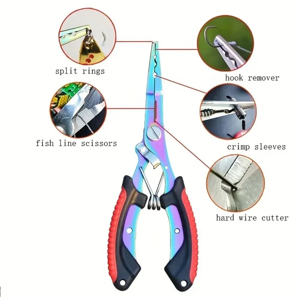Portable Fishing Plier With Colored Coating Multifunctional Stainless Steel Hook Remover Line Cutte 2