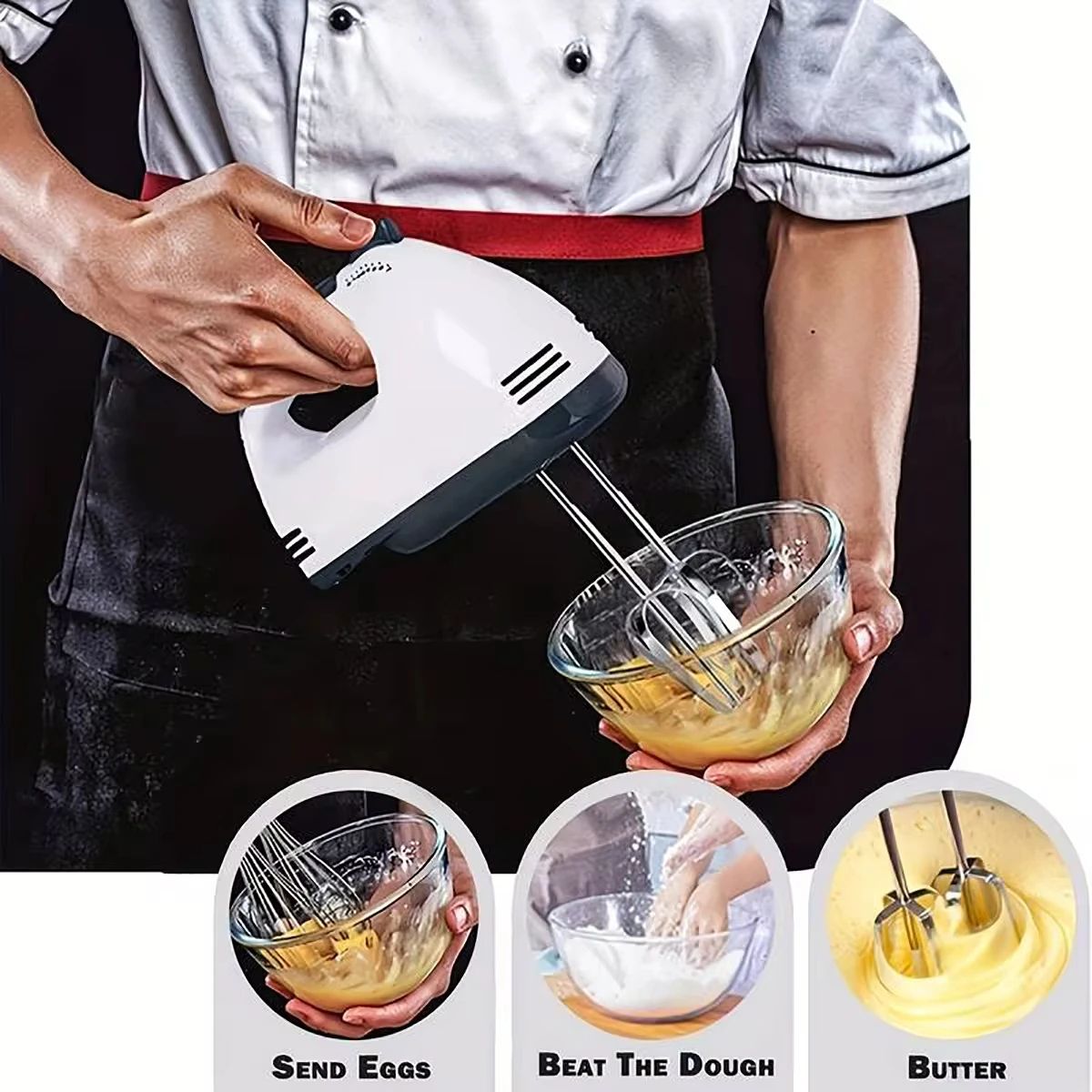Handheld Electric Egg Beater Mini Household Mixer For Egg Whites  Cream Automatic Kitchen Beater 3