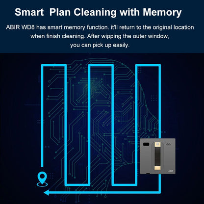 Robot Window Cleaner ABIR WD8 With Dual Water Spray High Vacuum Suction Smart Memory  Laser Sensor