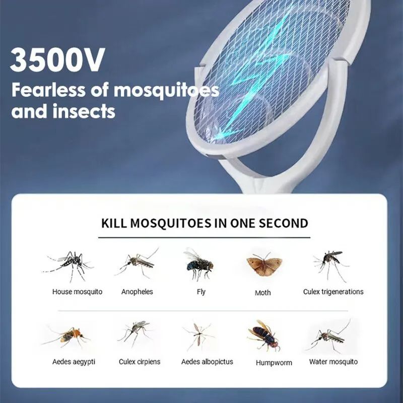 5in1 Fast Charging Electric Mosquito Swatter Racket Bug Zapper Lamp With Safety Insulated Battery A 1