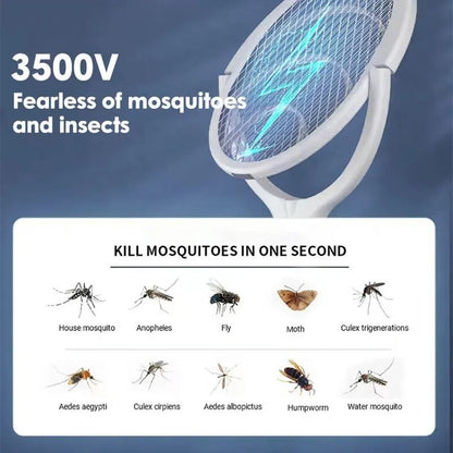 5in1 Fast Charging Electric Mosquito Swatter Racket Bug Zapper Lamp With Safety Insulated Battery A 1