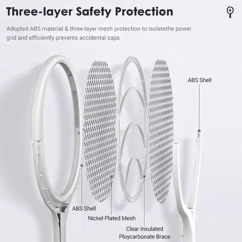 5in1 Fast Charging Electric Mosquito Swatter Racket Bug Zapper Lamp With Safety Insulated Battery A 2
