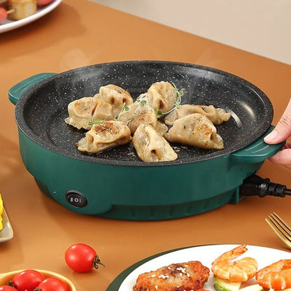 Electric MultiCooker Frying Pan Non-Stick Skillet Cooker for BBQ, Steak, Fish, Household Electric Barbecue Grill