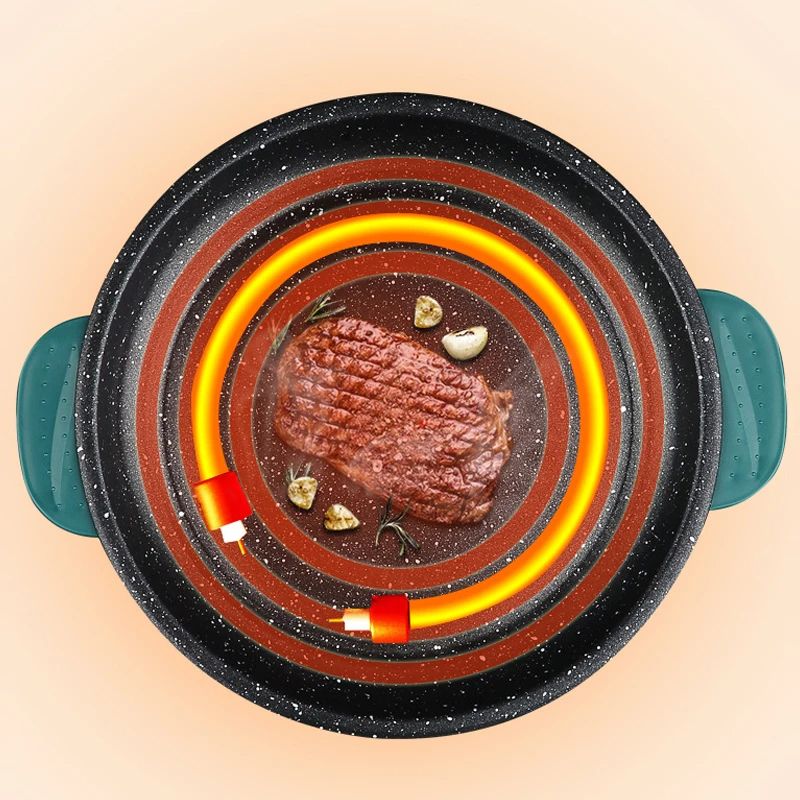 Electric MultiCooker Frying Pan NonStick Skillet Cooker For BBQ Steak Fish Household Electric Barbe 3