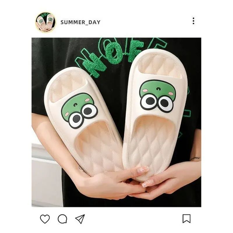NonSlip Home Flip Flops With Cartoon Frog Design Summer Beach Slides Bathroom Soft EVA Sandals For  4