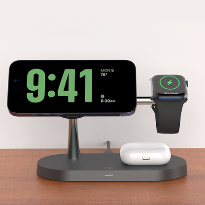Fast Wireless Charging Station, 3-in-1 Charger Stand for iPhone 12-16, Apple Watch 4-10, AirPods 2/3/Pro