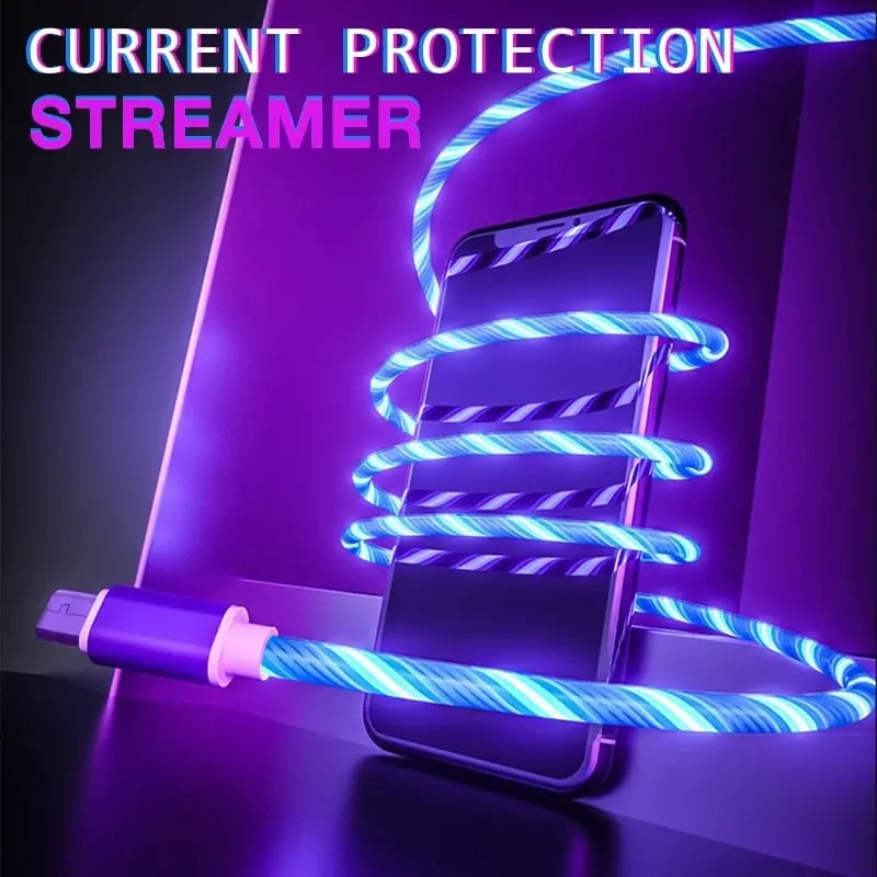Glowing LED Charging Cable, Type C Fast Charger for iPhone, Samsung, Xiaomi & More