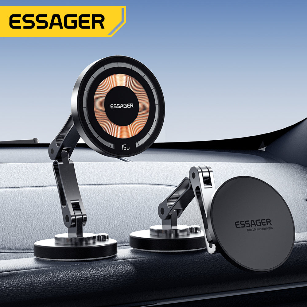 15W Magnetic Wireless Car Charger, Easy Paste Mount Stand & Phone Holder for iPhone 15/14/13 Pro Max