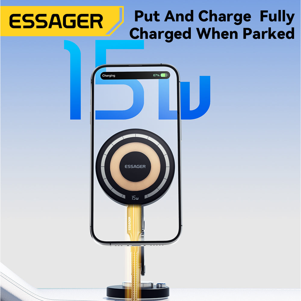 15W Magnetic Wireless Car Charger, Easy Paste Mount Stand & Phone Holder for iPhone 15/14/13 Pro Max