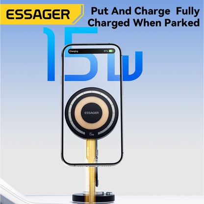 15W Magnetic Wireless Car Charger, Easy Paste Mount Stand & Phone Holder for iPhone 15/14/13 Pro Max