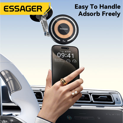 15W Magnetic Wireless Car Charger, Easy Paste Mount Stand & Phone Holder for iPhone 15/14/13 Pro Max