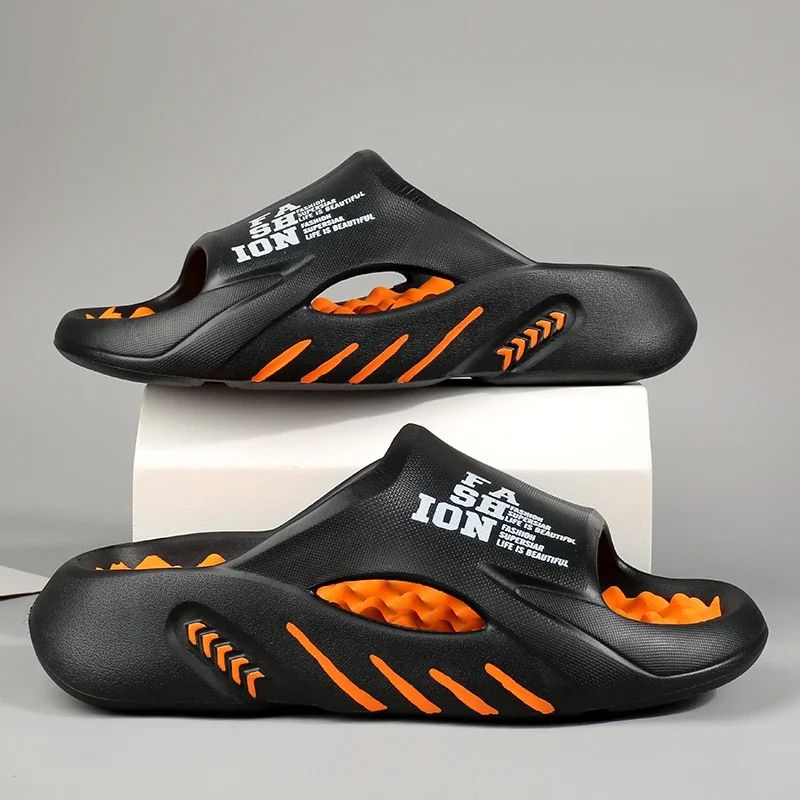 Soft Sole Mens Massage Slippers, Summer Indoor Outdoor Slides, Beach Sandals, Flip-Flops, Comfortable Casual Shoes