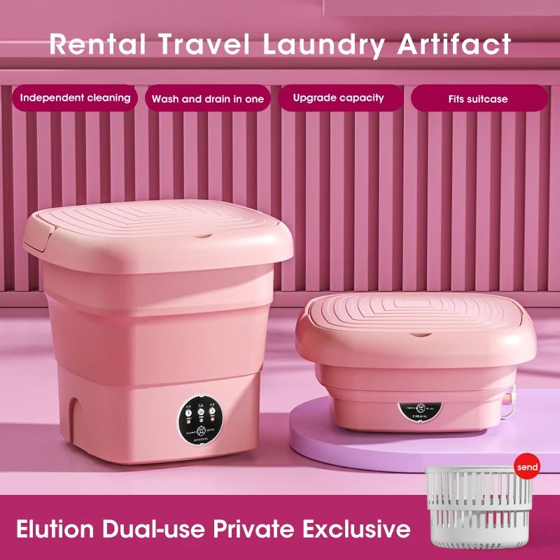 Mini Portable Washing Machine Foldable Laundry Washer Dehydrator For Socks Underwear Panties Travel 1