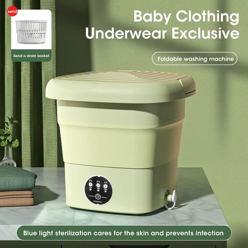 Mini Portable Washing Machine Foldable Laundry Washer Dehydrator For Socks Underwear Panties Travel 2