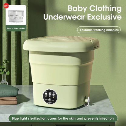 Mini Portable Washing Machine Foldable Laundry Washer Dehydrator For Socks Underwear Panties Travel 2