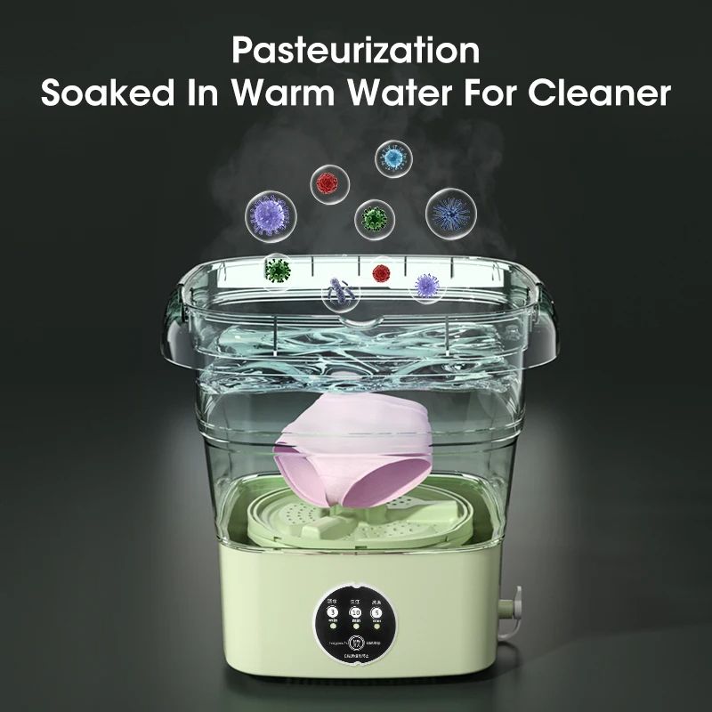 Mini Portable Washing Machine Foldable Laundry Washer Dehydrator For Socks Underwear Panties Travel 3