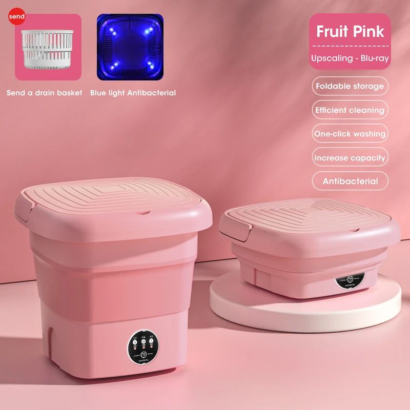 Mini Portable Washing Machine Foldable Laundry Washer Dehydrator For Socks Underwear Panties Travel 8