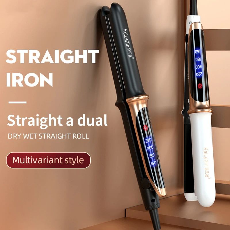 4 Gears Adjustable Temperature 2in1 Professional Flat Iron Hair Straightener Warmup Styling Tool Fo 1