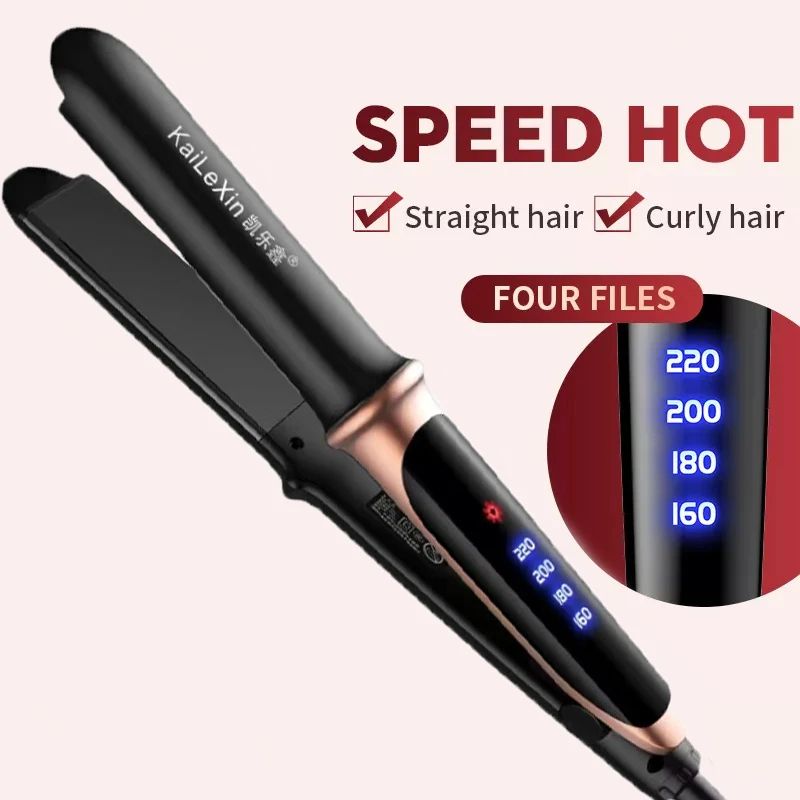 4 Gears Adjustable Temperature 2in1 Professional Flat Iron Hair Straightener Warmup Styling Tool Fo 2