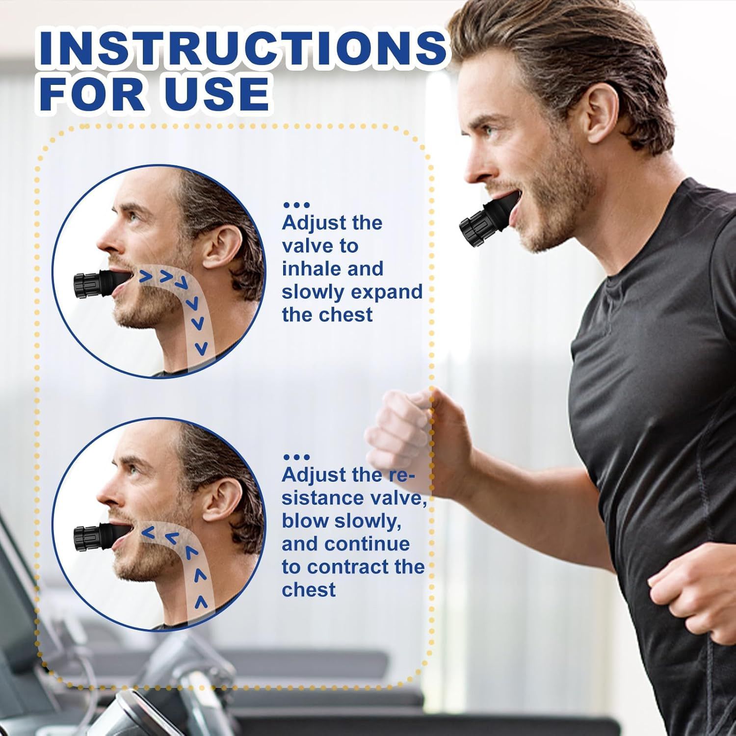 Portable Breathing Exercise Device for Lungs Adjustable Resistance Fitness Trainer for Endurance