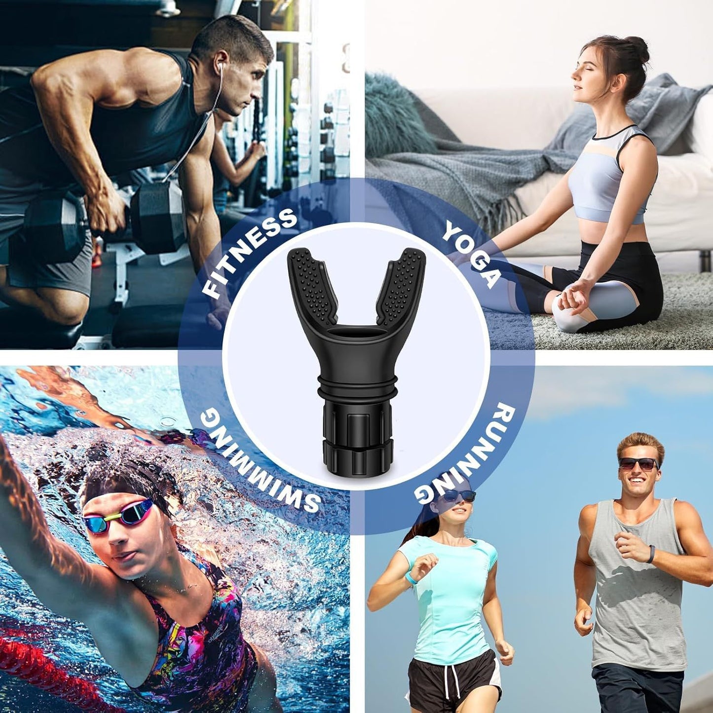 Portable Breathing Exercise Device for Lungs Adjustable Resistance Fitness Trainer for Endurance