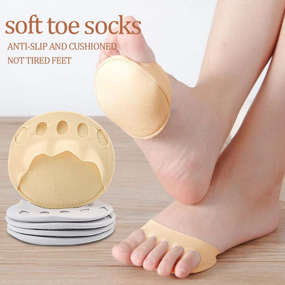 Womens Five-Toe Forefoot Pads, High Heel Half Insoles, Shock-Absorbing Toe Cushion Inserts for Calluses, Pain Relief
