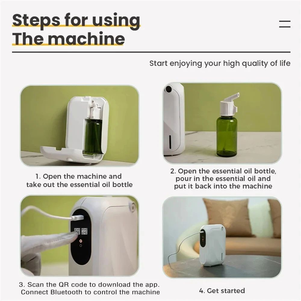 Aroma Diffuser Scent Machine With Bluetooth APP Control WallMountable Fragrance Smell Distributor F 4