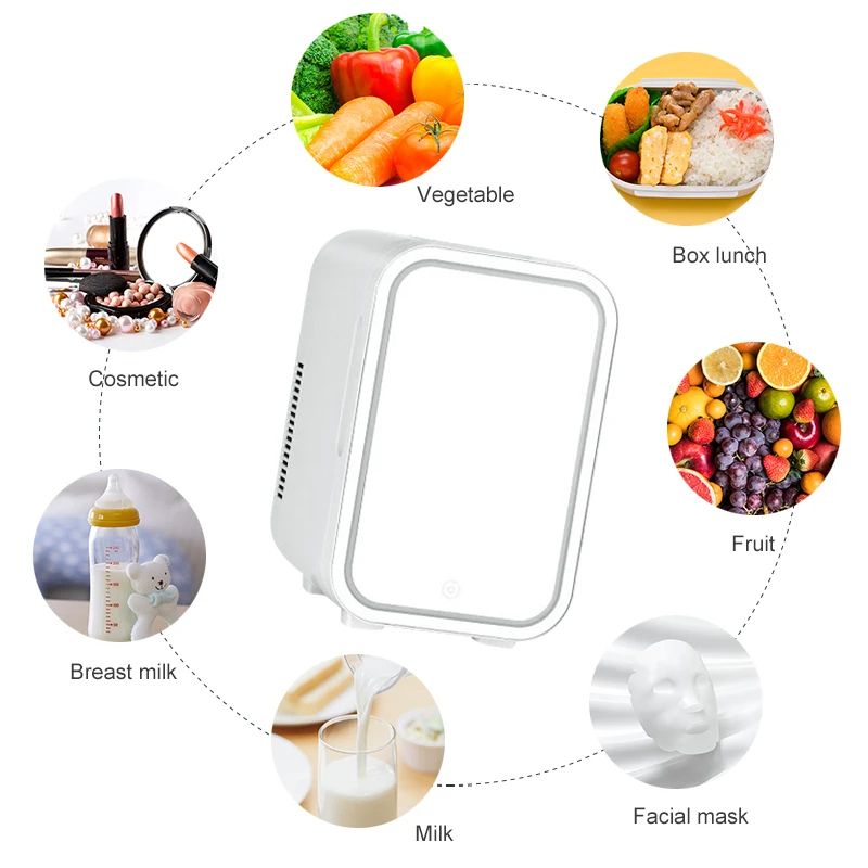 4L Mini Makeup Fridge With LED Light Mirror Portable Cosmetic Storage Refrigerator For Home Car Dua 1