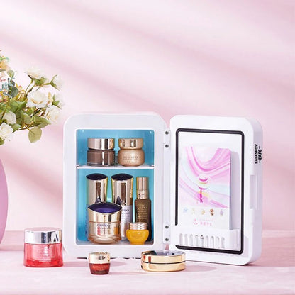 4L Mini Makeup Fridge With LED Light Mirror Portable Cosmetic Storage Refrigerator For Home Car Dua 3