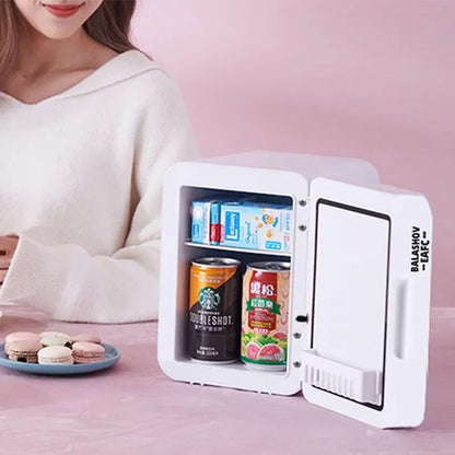 4L Mini Makeup Fridge With LED Light Mirror Portable Cosmetic Storage Refrigerator For Home Car Dua 4