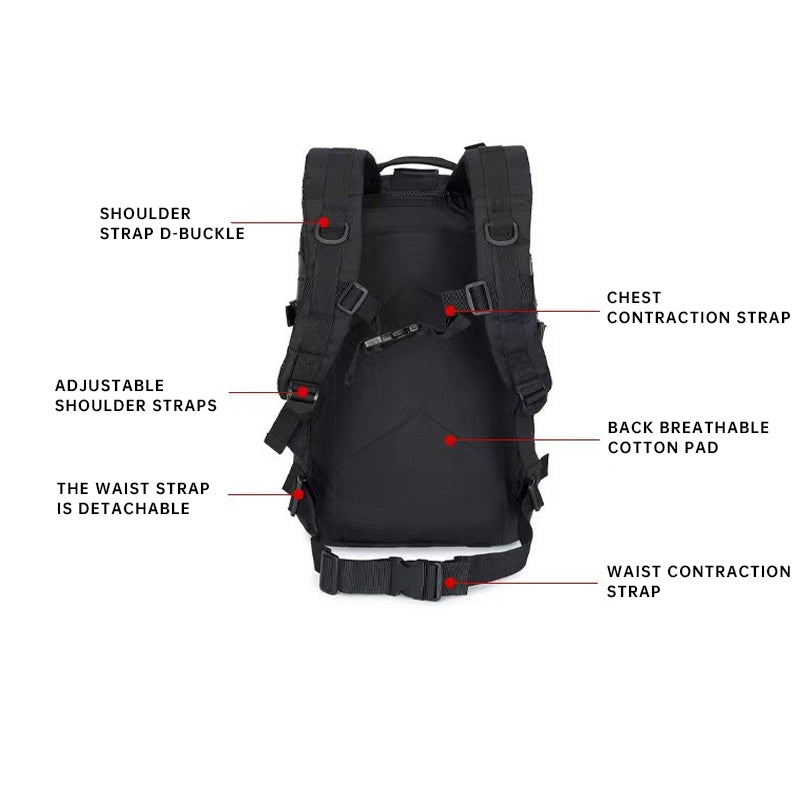 Durable 3P Tactical Hiking Backpack Waterproof Travel  Hunting Storage Bag for Outdoor Enthusiasts