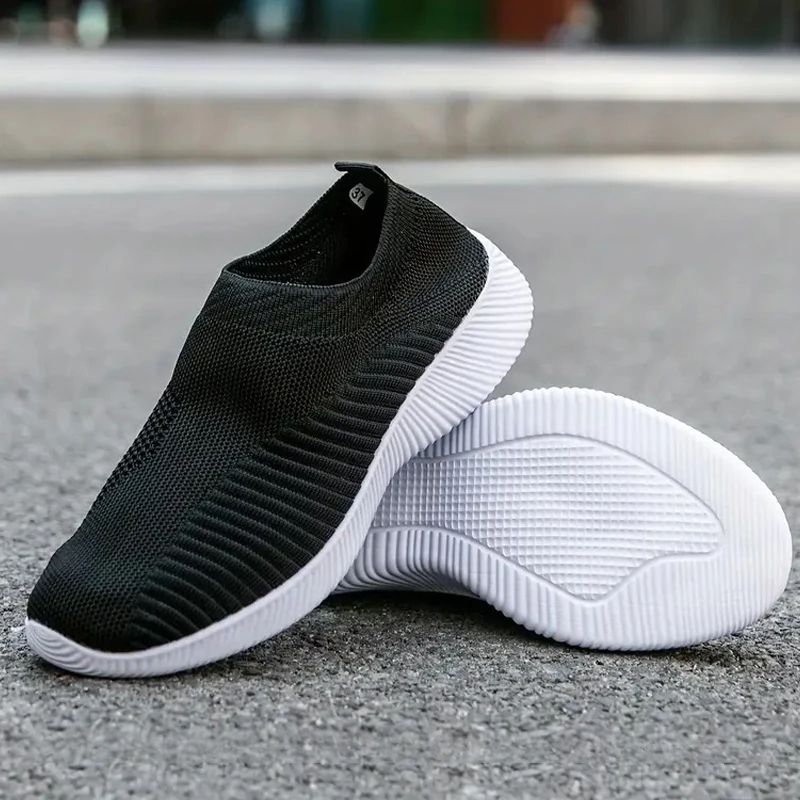 Lightweight Womens Breathable Mesh Sneakers Solid Color Woven Low Top Walking  Running Sports Socks 5
