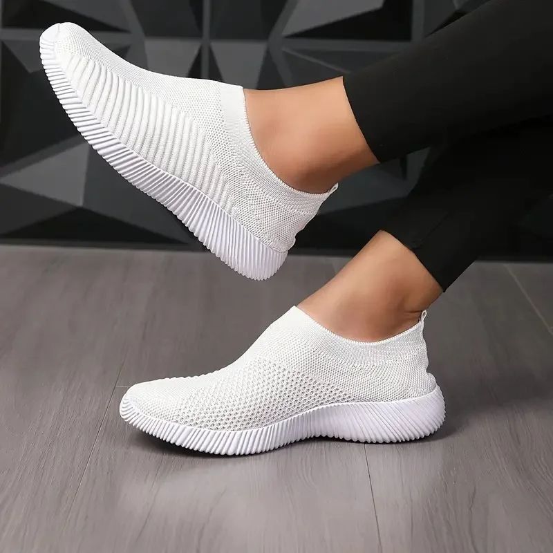 Lightweight Womens Breathable Mesh Sneakers Solid Color Woven Low Top Walking  Running Sports Socks 6