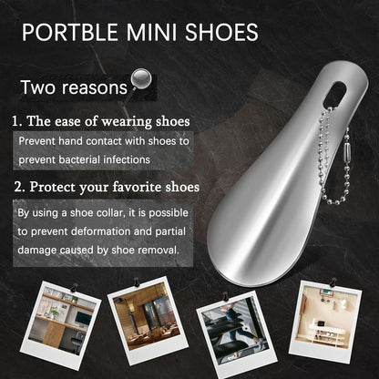 Portable Mini Black Shoehorn Stainless Steel Durable Shoe Horn With Key Ring Compact Travel Footwea 1