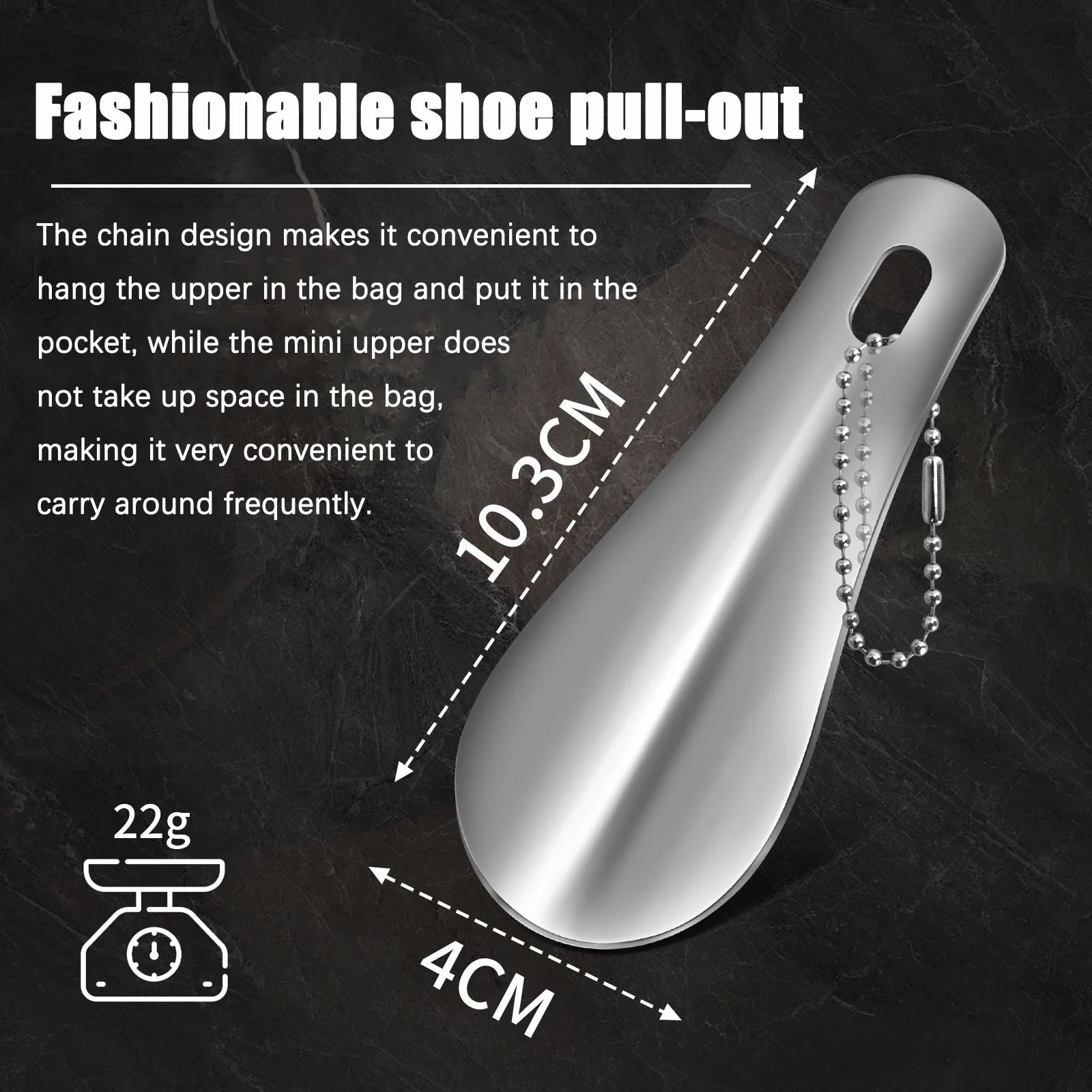 Portable Mini Black Shoehorn Stainless Steel Durable Shoe Horn With Key Ring Compact Travel Footwea 2
