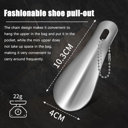 Portable Mini Black Shoehorn Stainless Steel Durable Shoe Horn With Key Ring Compact Travel Footwea 2