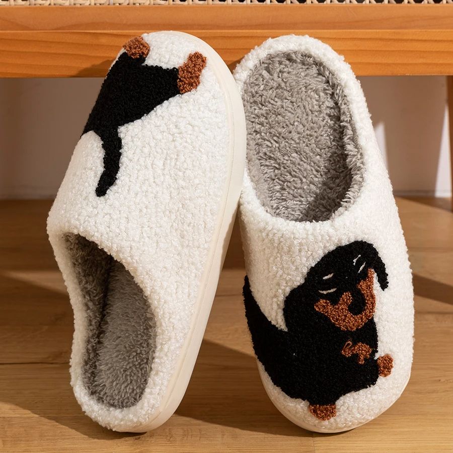 Cartoon Cute Dachshund Dog Women Slippers Indoor Warm Comfort Lightweight Winter Cotton Bedroom Sho 1