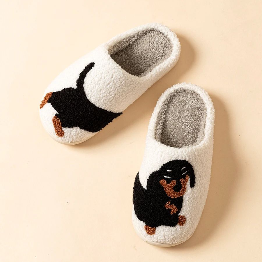 Cartoon Cute Dachshund Dog Women Slippers Indoor Warm Comfort Lightweight Winter Cotton Bedroom Sho 2
