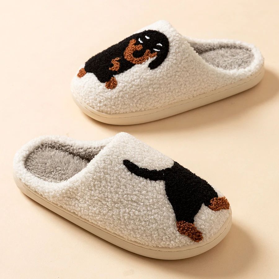 Cartoon Cute Dachshund Dog Women Slippers Indoor Warm Comfort Lightweight Winter Cotton Bedroom Sho 4