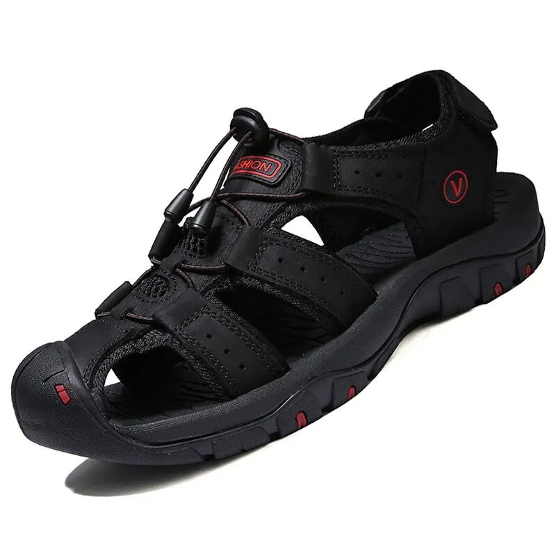 Summer Men Leather Sandals Breathable Outdoor Casual Beach Shoes Fashion Roman Style Slippers For M 4