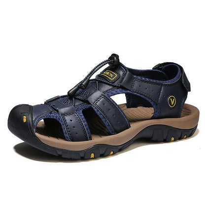 Summer Men Leather Sandals Breathable Outdoor Casual Beach Shoes Fashion Roman Style Slippers For M 7